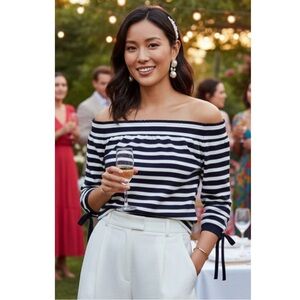 NWT J. Crew Striped Off Shoulder Top
